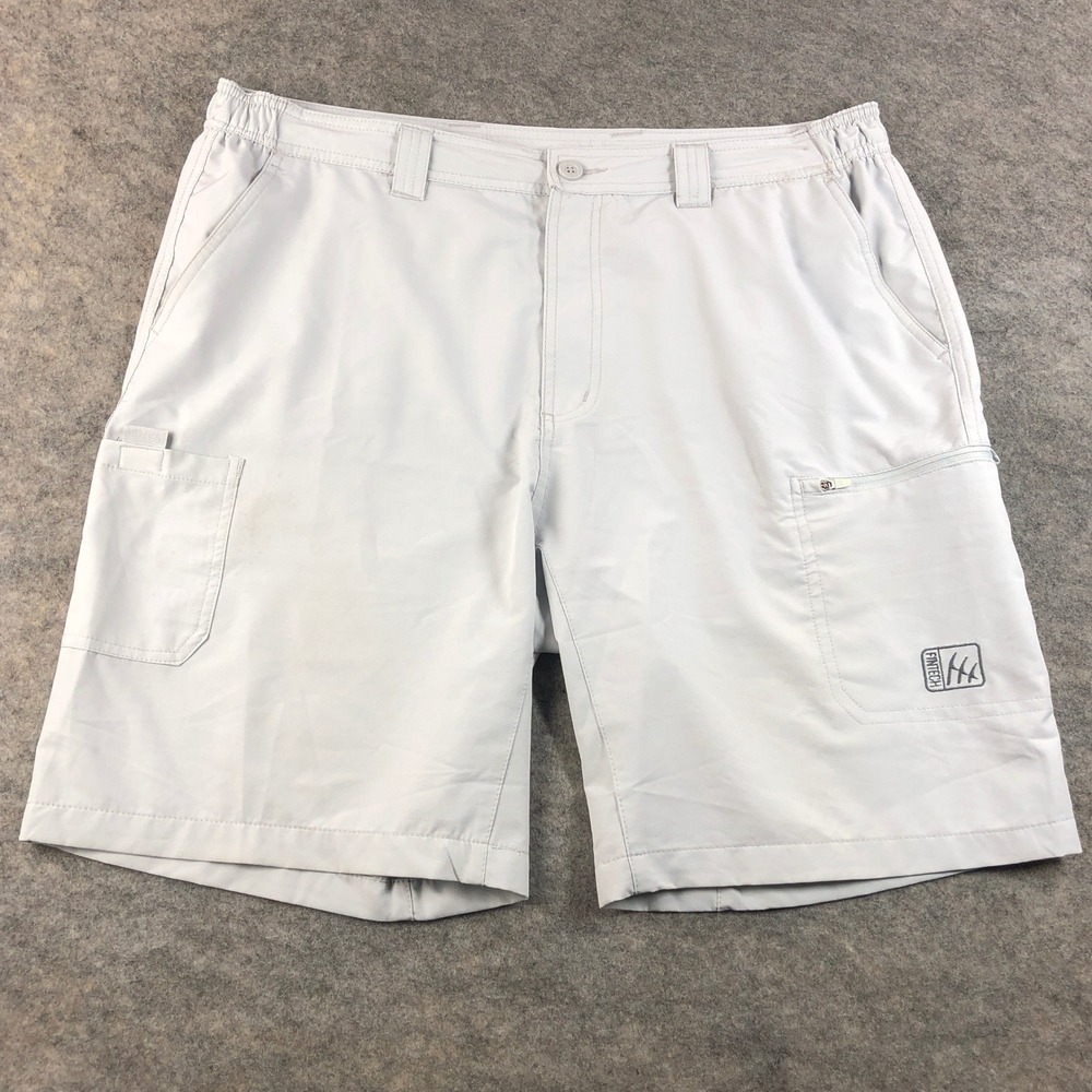 Fintech Men's XXL Gray Athletic Shorts Elastic Waist Zip Pocket